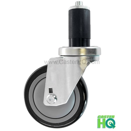 Casterhq 4"x1-1/4" Swivel Caster, Black Polyurethane on Polyolefin Wheel, 1 HDLDPPB414-1316